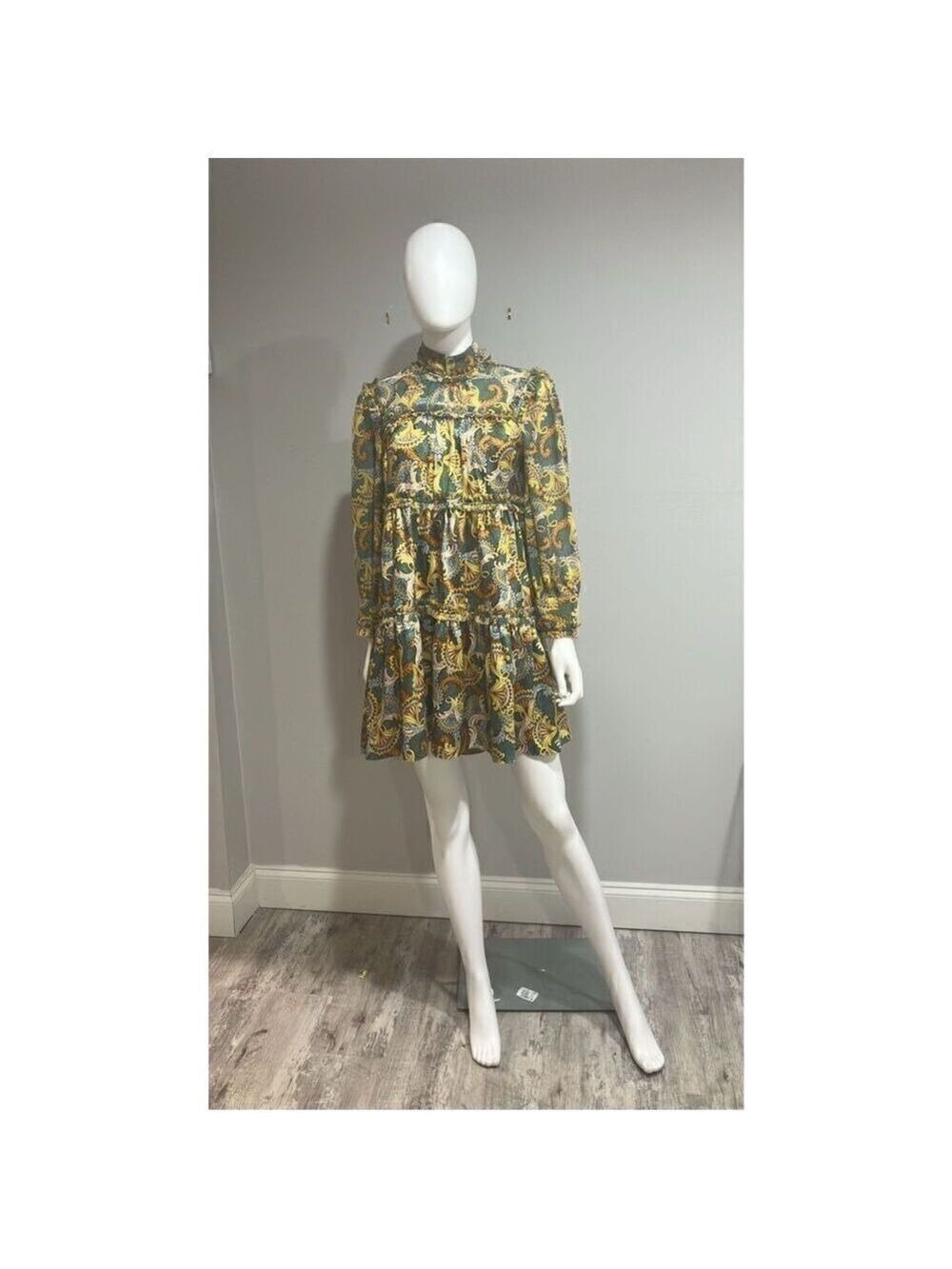Cinq a Sept Brady Paisley Ruffle Tiered Babydoll Dress Size 6 - Picture 11 of 16